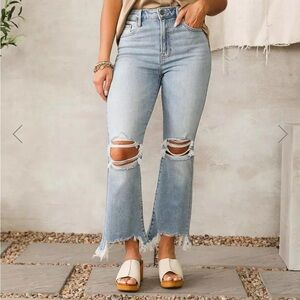NWT HIDDEN Los Angelos Denim ripped cropped flair